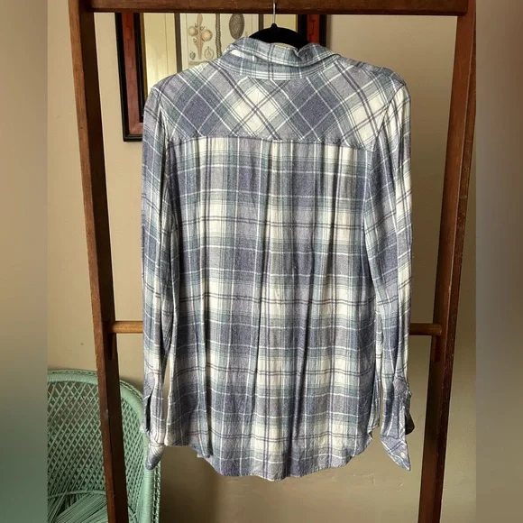 Rails Plaid Hunter Melange Blue White Button Down Shirt - Picture 5 of 6